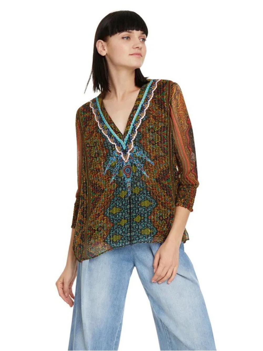 Desigual Boho Blouse/ Size Large/Fits Smaller